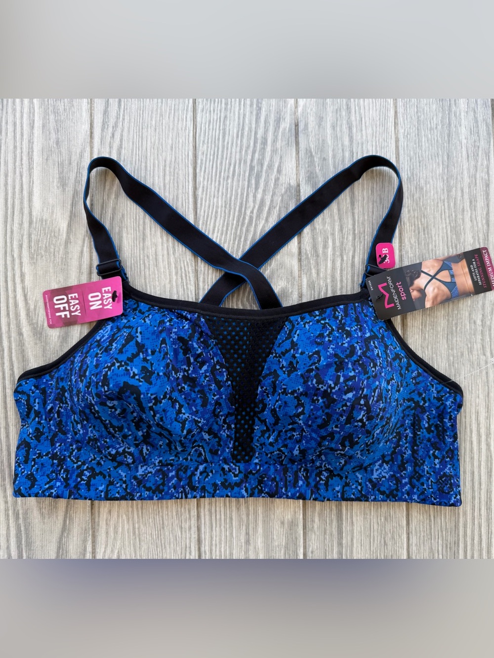 Maidenform Blue Camo Wireless Crossback Sports Bra